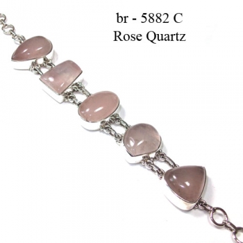 Handmade 925 sterling silver rose quartz bracelet